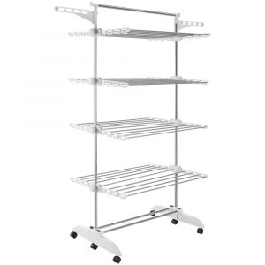 TecTake Séchoir tour pliable blanc/gris chrome