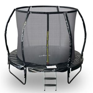 JUMP4FUN Trampoline 8Ft &oslash;244cm noire avec Echelle, Protection et Filet de s&eacute;curit&eacute;