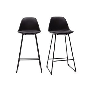 Image de Miliboo Tabourets de bar design noirs pieds métal 65 cm (lot de 2) FRANZ