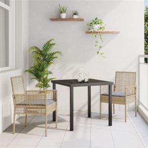 VidaXL Chaises de jardin 2 pcs avec coussins beige en poly rotin