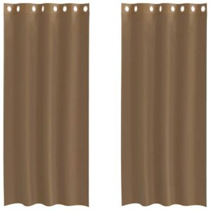 VidaXL Rideaux en Voile avec œillets 2 pcs Marron Clair, Rideau en Filet, Rideau Transparent, Voile de fenêtre, Traitement de fenêtre