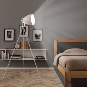 VidaXL Lampadaire tr&eacute;pied M&eacute;tal Blanc E27
