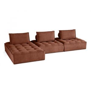 Marisol - canapé d'angle modulable 4 places - velours texturé - Terracotta