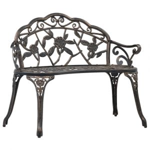 Banc de jardin meuble de patio d'extérieur terrasse de bistrot 100 cm bronze aluminium coulé 02_0011138