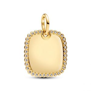 Pandora Médaillon Carré Gravable Doré