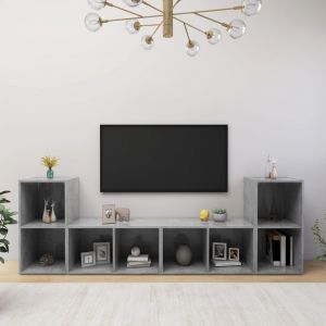 VidaXL Meubles TV 4 pcs Gris béton 72x35x36,5 cm Aggloméré