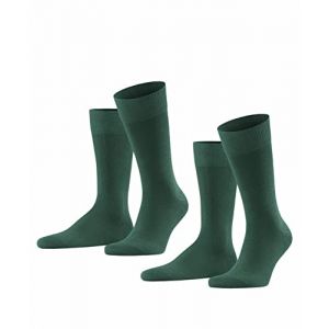 Image de Falke Happy 2-Pack M SO coton unies lot de 2 paires, Chaussettes Homme, Vert (Hunter Green 7441), 43-46