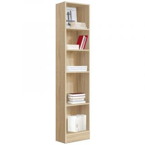 Pegane Etagère, bibliothèque avec 5 tablettes coloris chêne cambrian - longueur 42 x profondeur 33 x hauteur 186 cm -