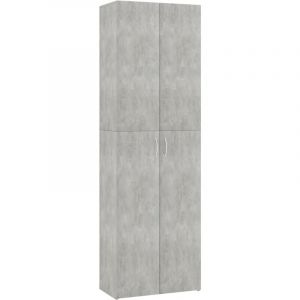 Décoshop26 Meuble de bureau armoire de rangement 5 étagères avec deux portes couleur gris béton 60 x 32 x 190 cm bois d'ingénierie gris DEC024465