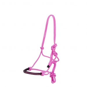 Licol en corde nou&eacute;e pierres scintillantes pour cheval USG