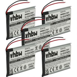 Vhbw 5x Batterie Compatible Avec Sony Nw-A25, Nw-A26, Nw-A27, Mdr-Zx330, Mdr-Xb950bt Casque Audio, &Eacute;couteurs Sans Fil (650mah, 3,7v, Li-Polym&egrave;re)