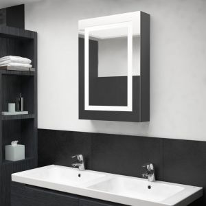 VidaXL Armoire de salle de bain à miroir LED Gris brillant 50x13x70 cm