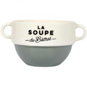 Bol à soupe vert Bistrot avec anses 450 ml