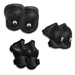 Equipement de protection noir crazy safety pour les coudes genoux et poignets cyclisme skate inline certifie