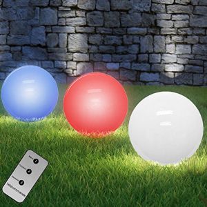 Deuba Boules Solaire LED avec changement de couleurs + t&eacute;l&eacute;commande %u2013 &Oslash; 20 cm/30 cm %u2013 4 LED puissant &Oslash; 30cm