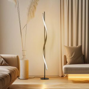Led Lampadaire à intensité variable 'Munja' en métal pour salon & salle à manger - sable noir