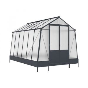 Serre de jardin en polycarbonate 9,1 m&sup2; avec embase - Anthracite - ASARINA