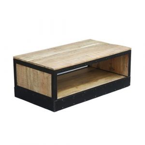 Table basse 2 niveaux en métal et manguier - Naturel - Le dépôt bailleul