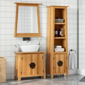 VidaXL Ensemble de meubles de salle de bain 2 pcs bois de pin massif, armoire de salle de bain, meuble de salle de bain, meuble de salle de bain en bois massif