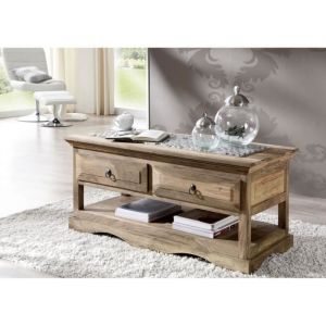 Massivmoebel24 - Table basse 110x50 Palissandre huilé Gris taupe leeds 44