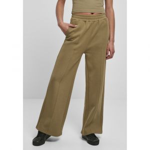 Urban classics Pantalons Femme Straight Pin Tuck Big 4XL vert olive