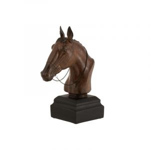 Jolipa Tête de cheval en résine marron de 35,5 cm