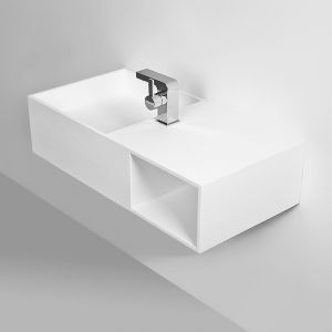 KUBE 80 - Vasque suspendue en Solid Surface 80 x 40 x 20(h) cm