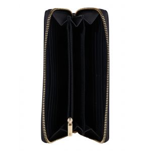 Tommy Hilfiger Grand portefeuille à imprimé monogramme, zippé et avec logo métallisé Bleu