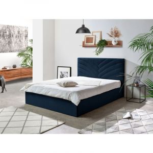 Bobochic Lit Lit coffre Lit coffre palmyre Velours 140x190 Bleu Marine - Bleu Marine