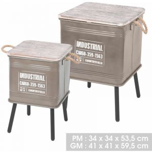 Urban living 2 Tables d'appoint design industriel Loft - Taupe
