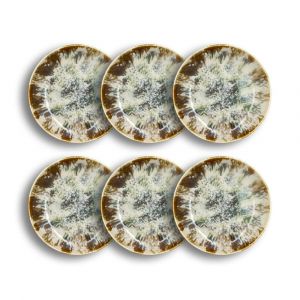 Novastyl Lot de 6 grandes assiettes creuses en porcelaine beige 26cm