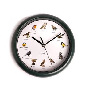 nexxtpc Horloge avec sons d'oiseaux - Horloge avec 12 sons d'oiseaux - Horloge avec sons de la nature - &Oslash;25 cm - Vert fonc&eacute;