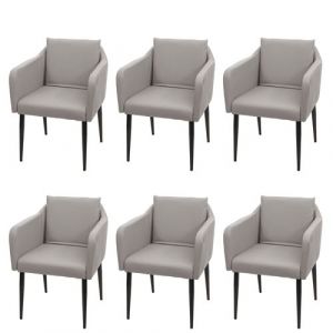 Lot de 6 chaises de salle à manger MENDLER HWC-H93 unstleder taupe-gris
