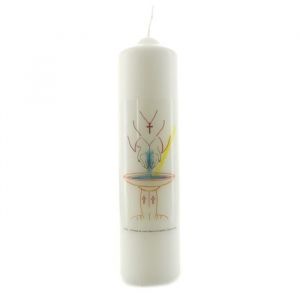Bougie - MARQUE inconnue - Baptême - Cire végétale - 5x20cm - Décorée avec symbole de baptême