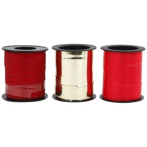 Creotime Assortiment de bolduc - Rouge - Doré - 10 mm x 15 m - 3 pcs