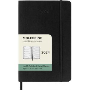 Moleskine 12M SEMAINIER FORMAT DE POCHE COUVERTURE SOUPLE NOIRE