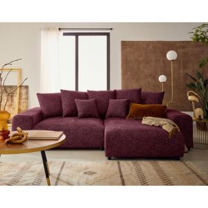 Spice - canap&eacute; d'angle r&eacute;versible 4 places convertible avec coffre en tissu mouchet&eacute;