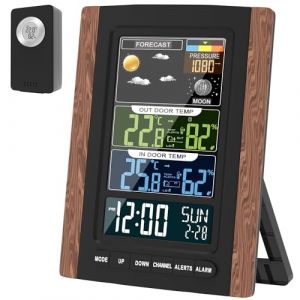 Station M&eacute;t&eacute;o sans Fil HAPPYMATE avec Capteur, Thermom&egrave;tre Lgrom&egrave;tre Int&eacute;rieur Ext&eacute;rieur, Temp., Hum., Barom&egrave;tre, Pr&eacute;vision M&eacute;t&eacute;orologique, R&eacute;veil, Phases Lunaires