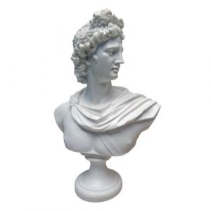 Design Toscano Apollo Belvédère Statue de Buste, 30 cm, résine de marbre, blanc