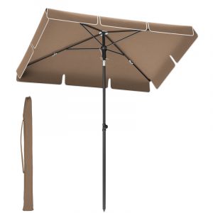 Songmics Parasol 200 x 125 cm protection solaire upf 50+ marron noisette
