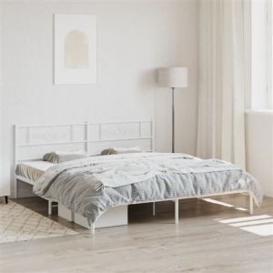 VidaXL Cadre de lit métal avec tête de lit blanc 180x200 cm