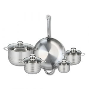 Elo 9874750 Batterie de cuisine 5 pi&egrave;ces, Ensemble de 1 Po&ecirc;le de cuisson 32 cm et 4 faitouts 12, 14, 16 et 24 cm Profi Brillant, inox, induction