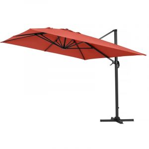 Habitat et Jardin Parasol jardin d&eacute;port&eacute; Alu -Sun 4- Rectangle - 3 x 4 m - Rouge