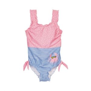 Playshoes Maillot de bain enfant 1 pièce anti-UV crabe bleu/rose - Taille 122/128