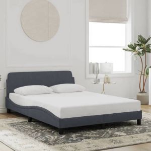 VidaXL Cadre de Lit avec Tête de Lit, Lit Rembourré avec Sommier à Lattes, Lit Double avec Pied Chambre, Gris Foncé 120x200 cm Velours