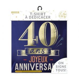 Sud trading T-shirt &agrave; d&eacute;dicacer 40ans anniversaire homme xl - - blanc cd7715+40