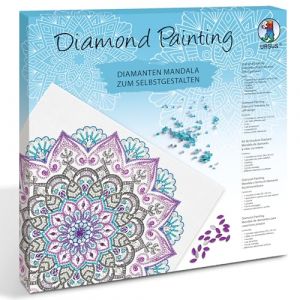 Ursus 43520012F - Diamond Painting Mandala Set 12, kit de Bricolage avec Toile et Pierres dans Les Tons Lilas, Verts et Bleus