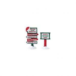 Lemax Set de 2 North Pole Signs 6,4x7,1x2 cm Rouge
