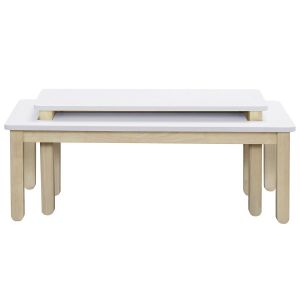 Image de Miliboo Table basse scandinave avec banc intégré blanc et bois clair CYBEL