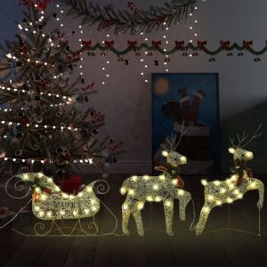 VidaXL Renne et tra&icirc;neau de d&eacute;coration de No&euml;l 60 LED Ext&eacute;rieur Dor&eacute;